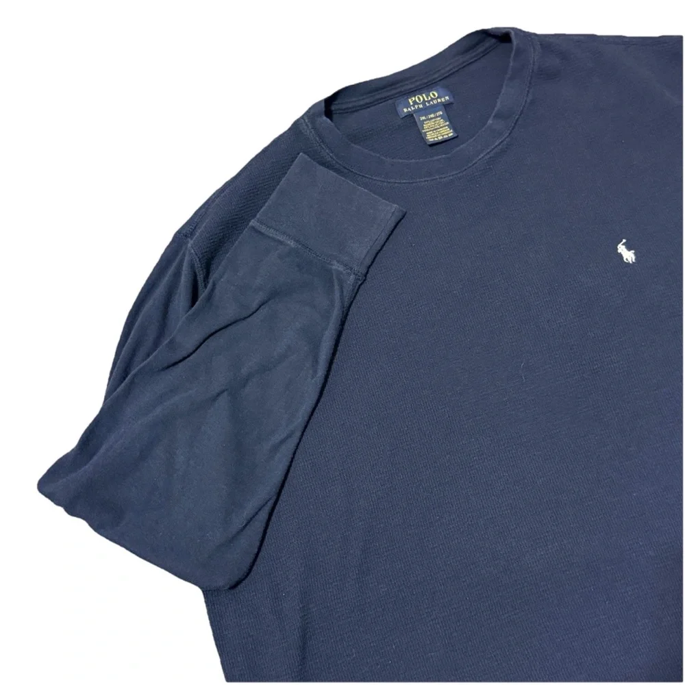 Polo Ralph Lauren Thermal Crew Neck Shirt Mens Size 2XL Navy Blue White Pony